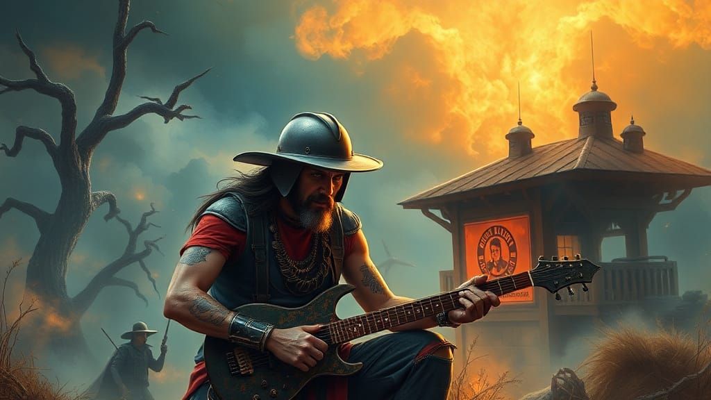 Fantasy Portrait with Tattoos in Watercolour Style