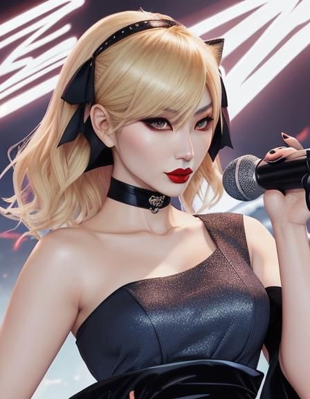 Anime Style Japanese Singer on Stage