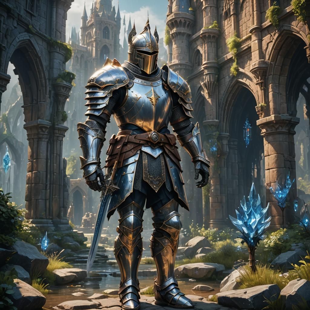 Knight in Crystal Armor: Detailed Fantasy Art