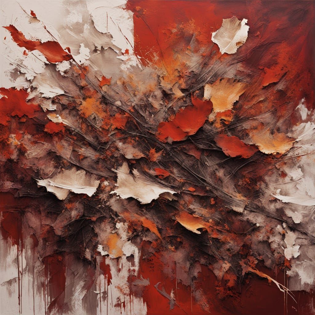 Abstract Expressionist Decay of Petals and Leaves