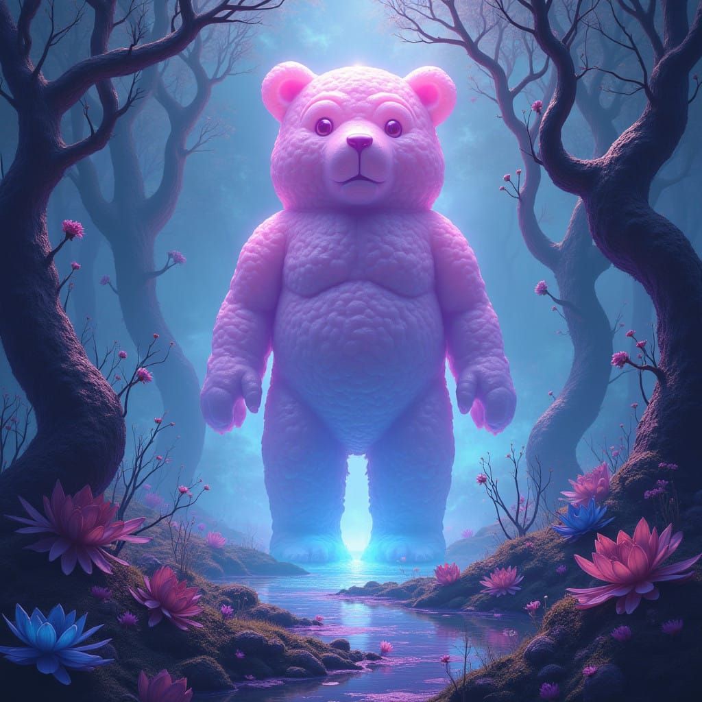 Erebus as Colossal Gummy Bear in Vibrant, Pastel Hues