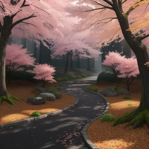 Vibrant Autumn Forest in 3D Anime Style