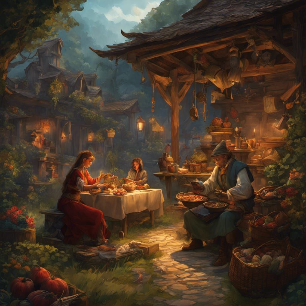 Half-Elven Chicken Seller in Fantasy Market