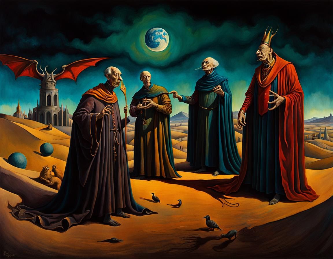 Surreal Dreamscape in Dark Fantasy Watercolor Style