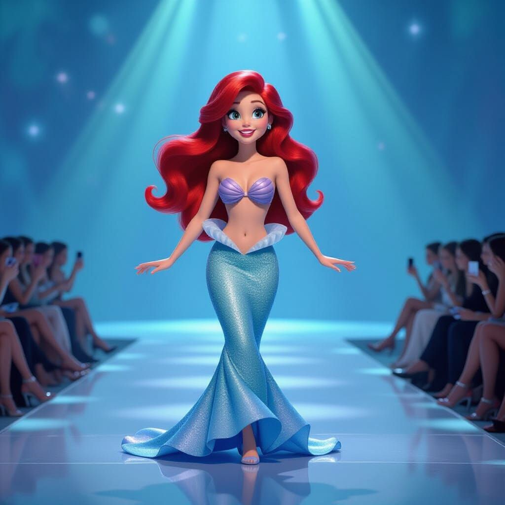 Ariel Struts Runway in Pixar-Disney 3D Style