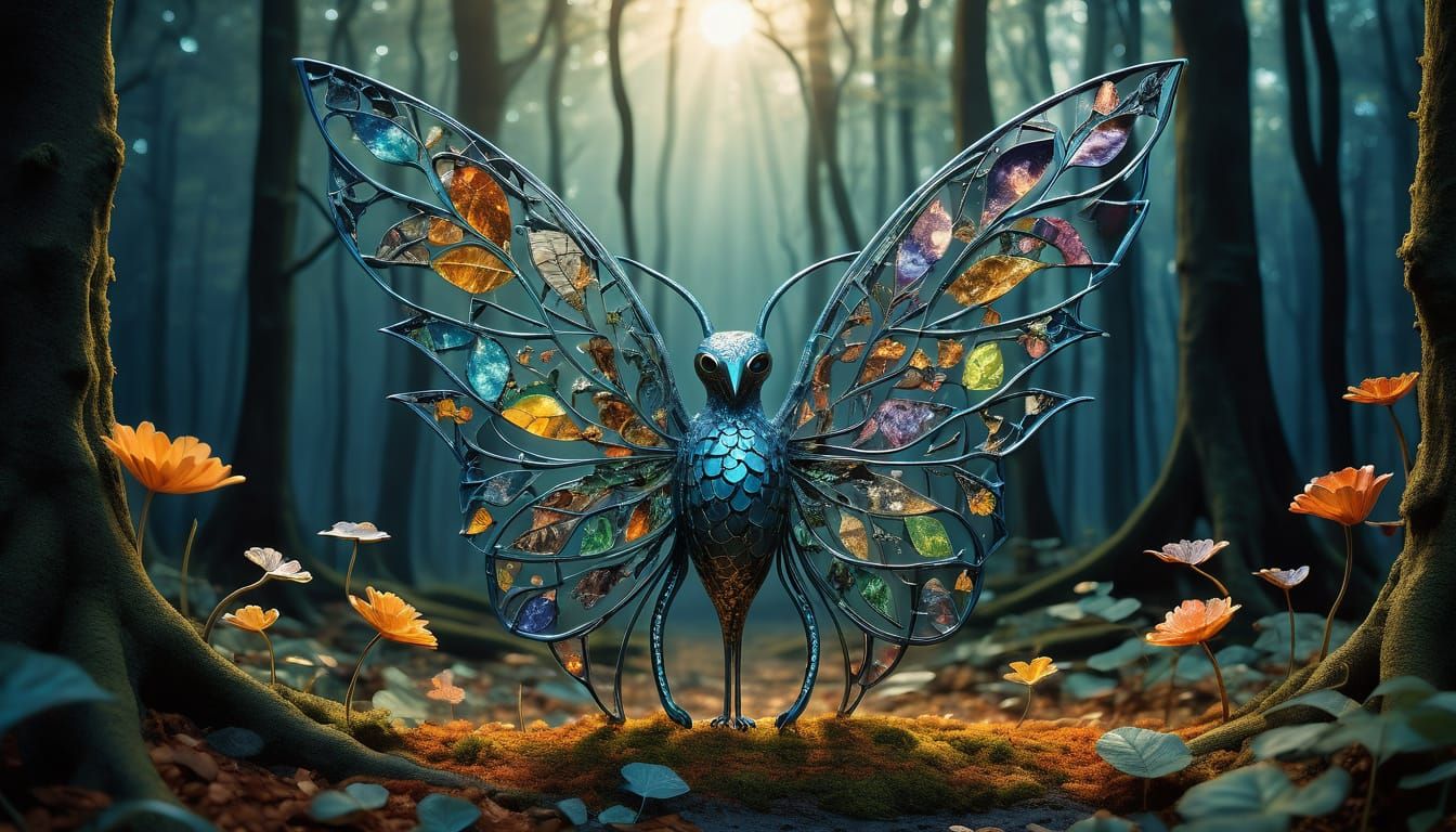 Surreal Fragmented Sculpture of The Number 8 with Majestic W...