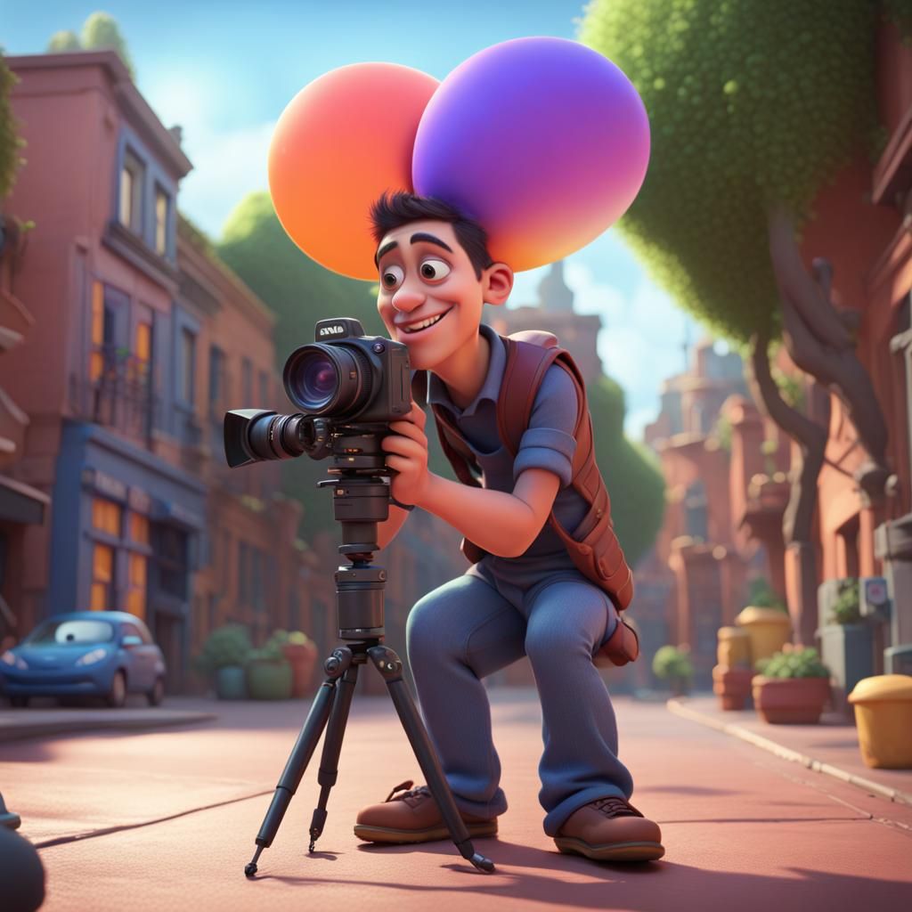 Pixar-Style Camera Man in 3D Digital Art
