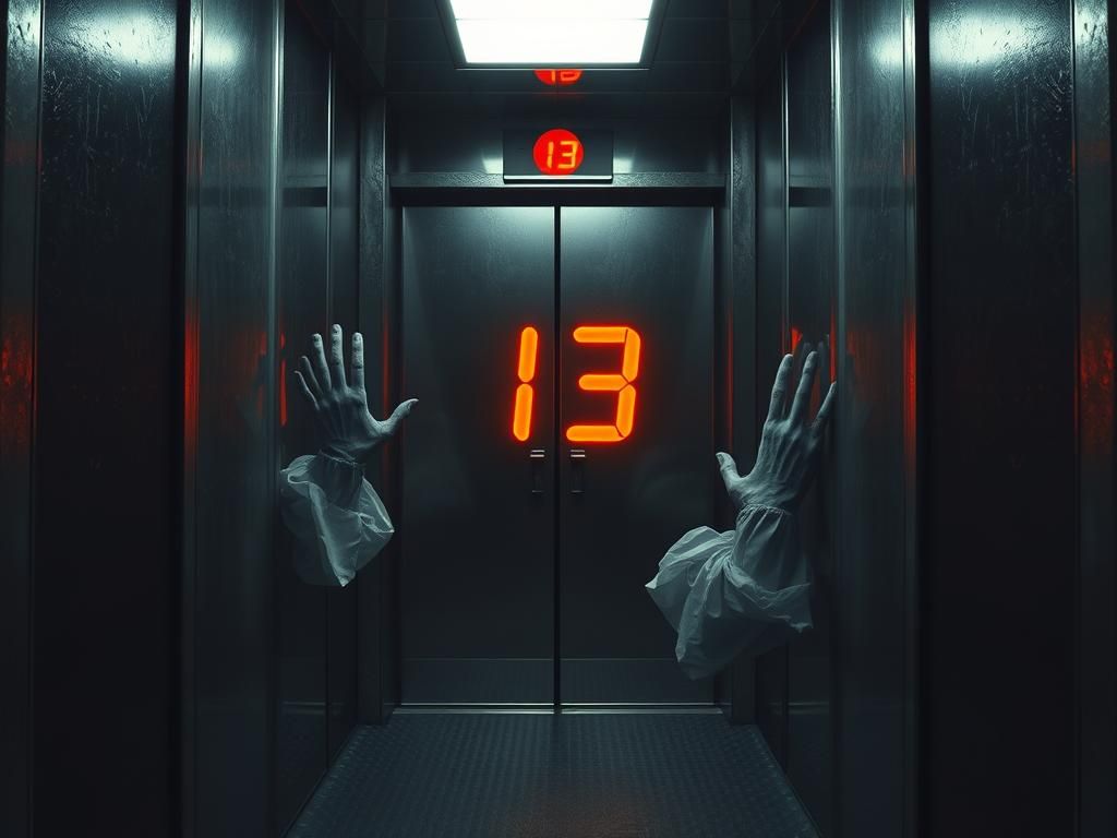 Ominous Elevator to the 13th Floor, in Sci-Fi Surrealism