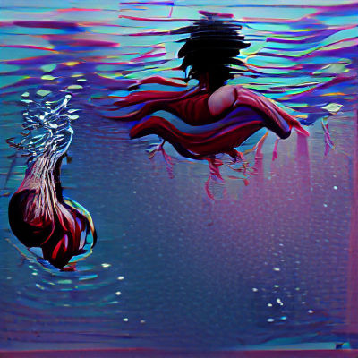 Surreal Drowning Scene in Dark Ocean