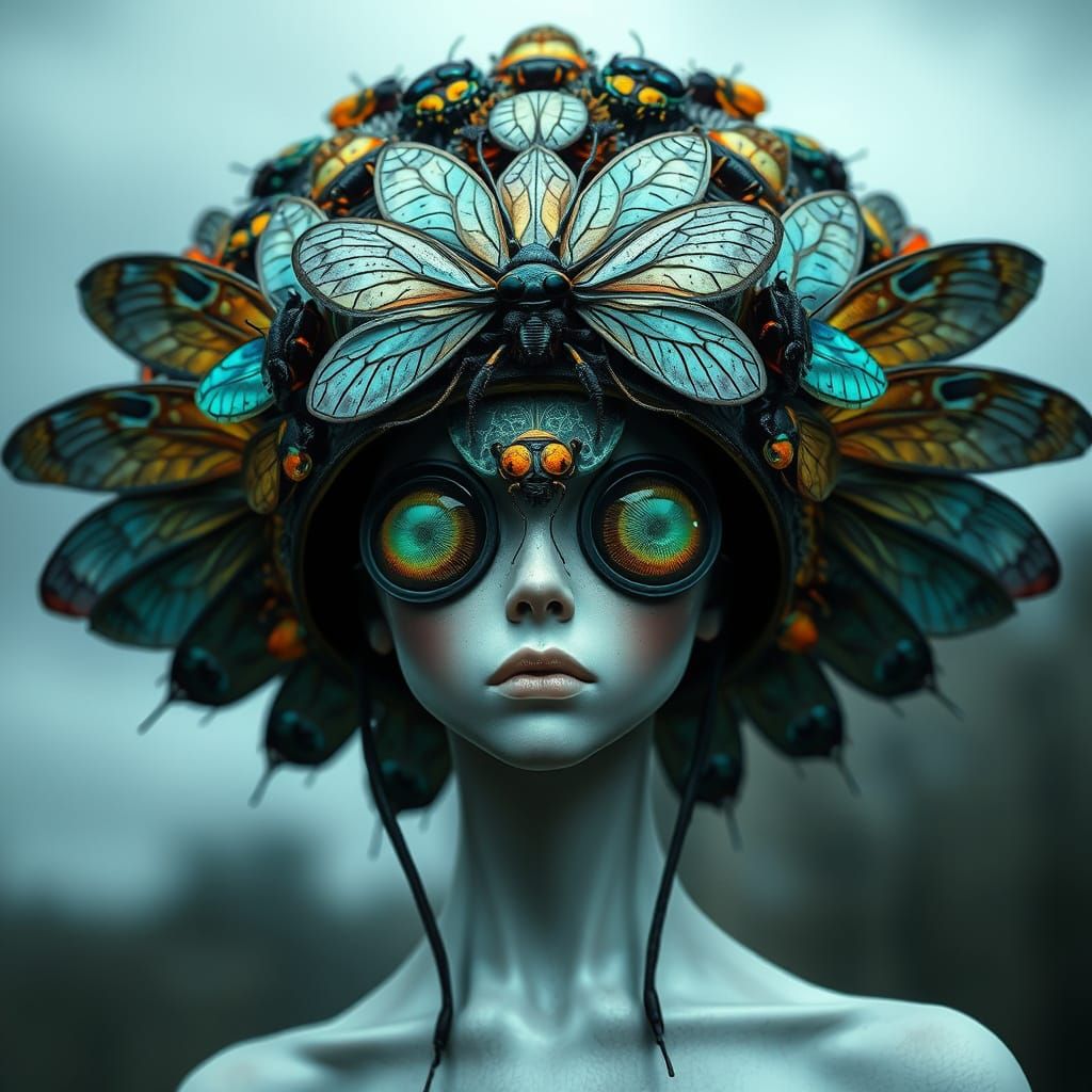 Bio-Surrealist Insect Hat as Cathedral Dome