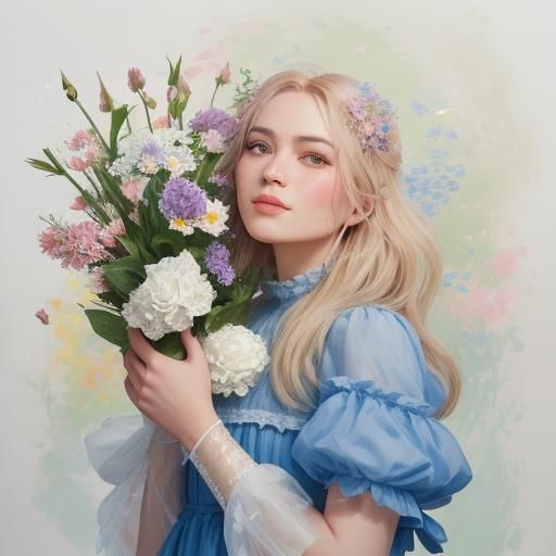 Teddy Duck Surrounded by Flowers in Fauvist Style