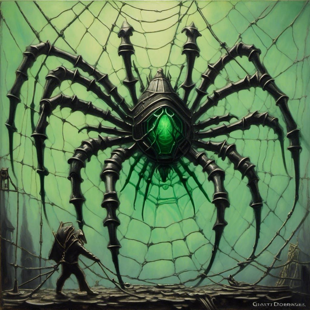 Giant Mechanical Spider Spins Steel Web