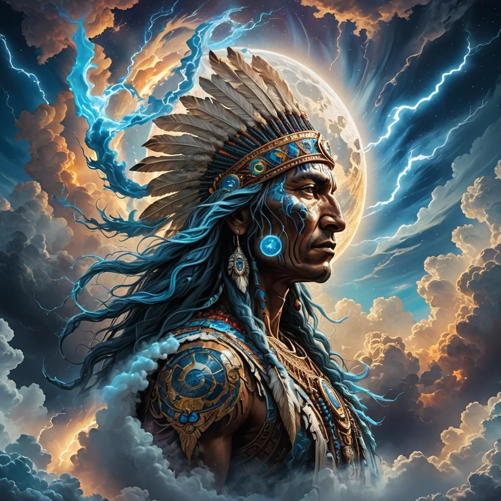 Plasma Aura Crescent Moon with Lightning