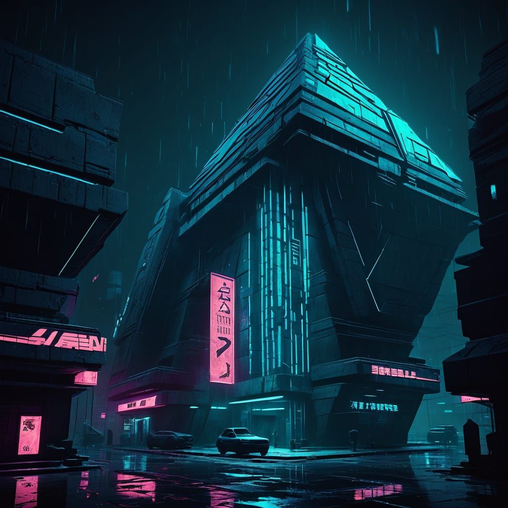 Cyberpunk Skyscraper Cityscape in Dark, Gritty Futurism