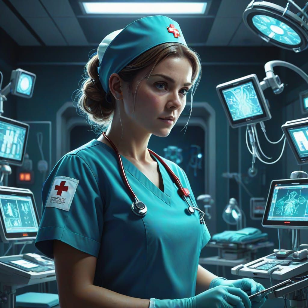Operating Room Nurse in Magical Realism Concept Art