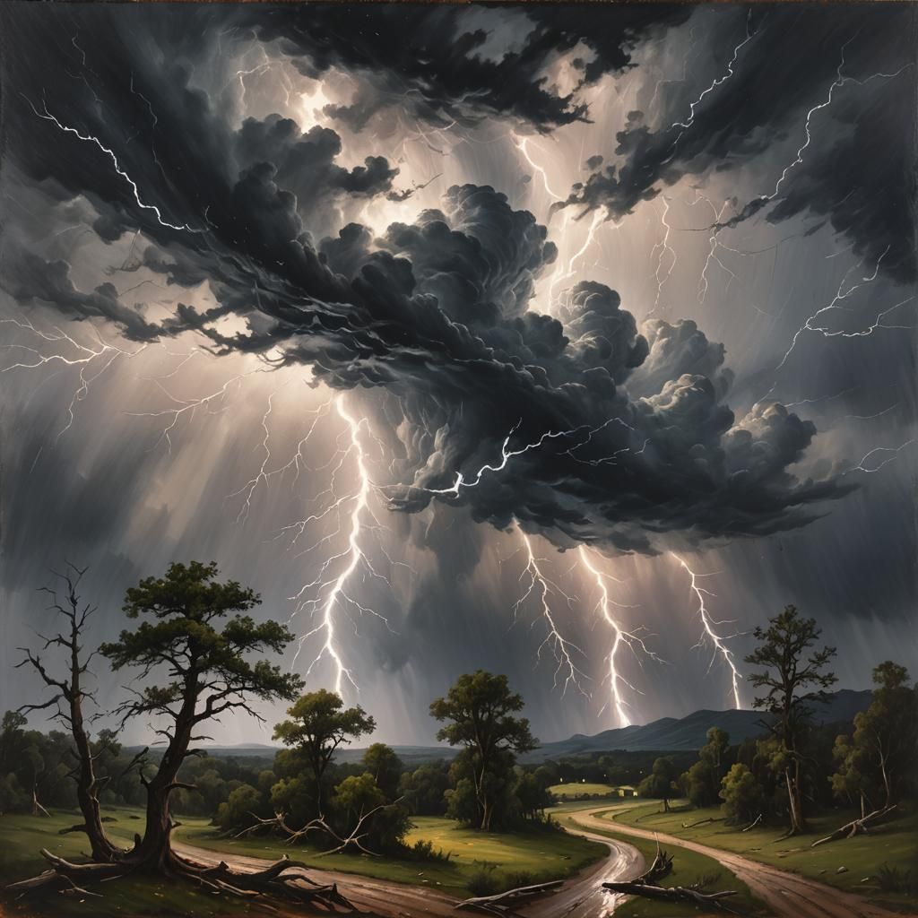 Dramatic Thunderstorm Oil Painting in Unreal Engine