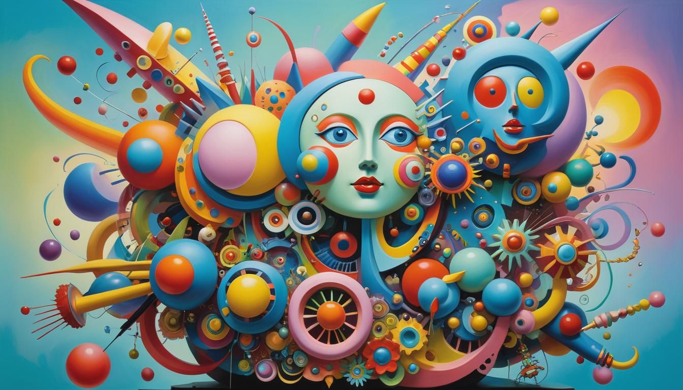 Abstract Hyperreality Sculpture in Pastel Colors