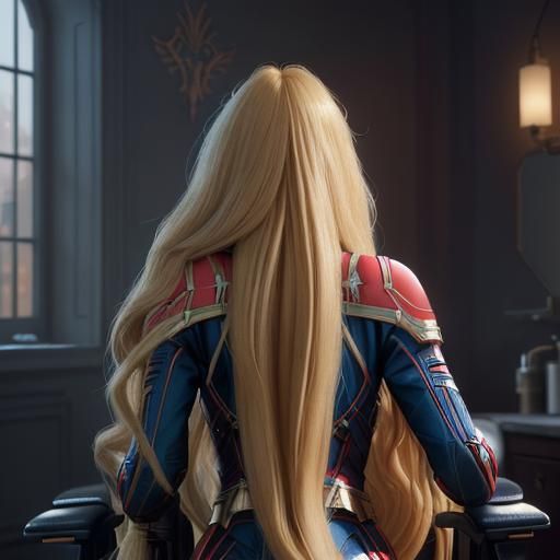 Blonde Rapunzel Haircut in Salon: Fantasy Concept Art