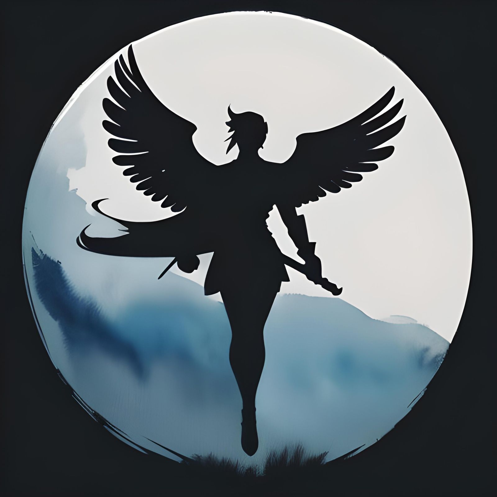 Winged Rockers Watercolor Cartoon Minimalist Logo