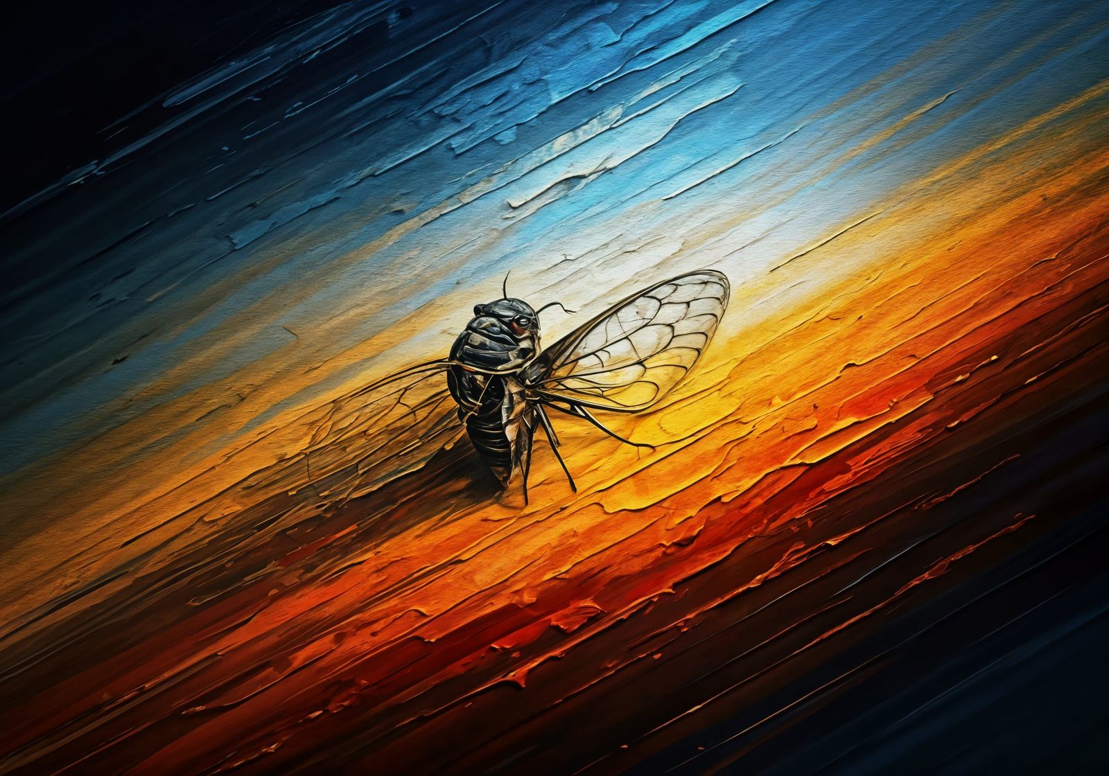 Cicada's Lament in Vibrant Neo-Impressionist Oil