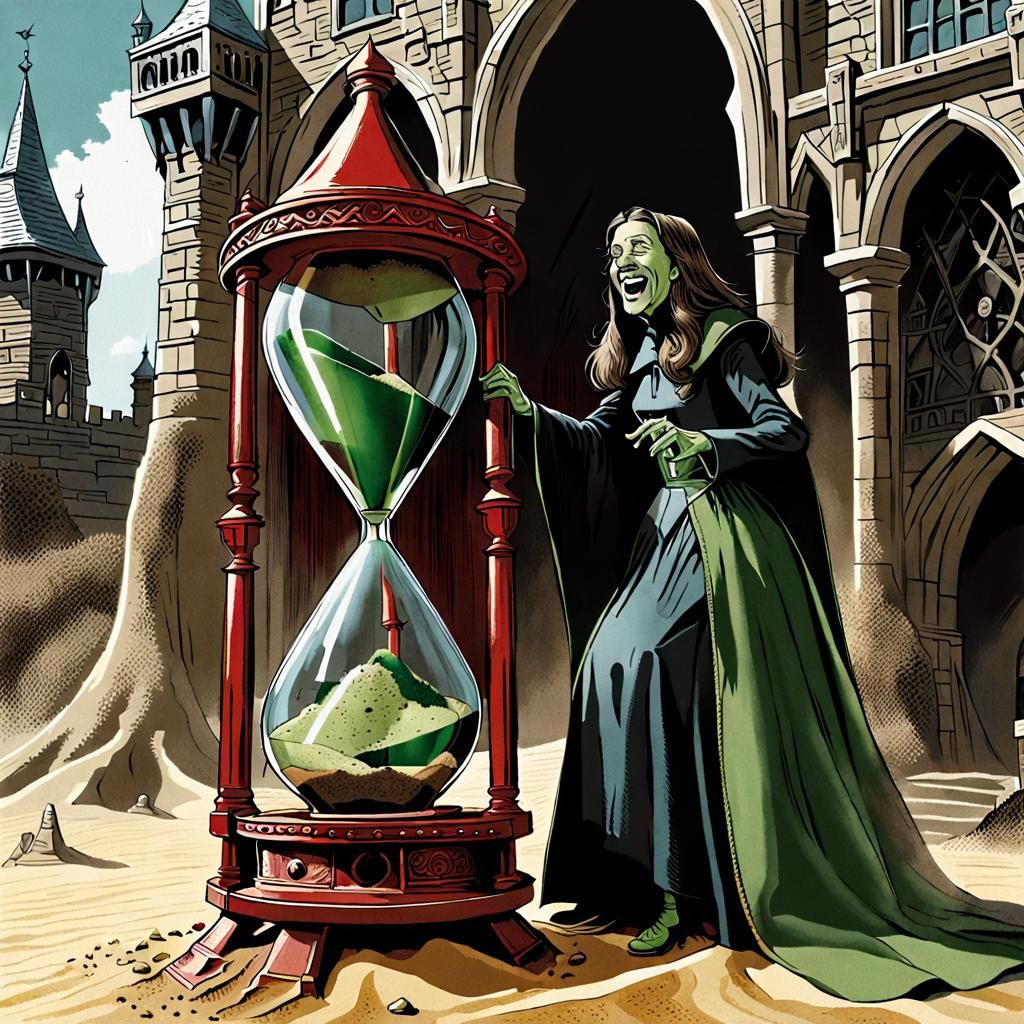 Wicked Witch and Hourglass in Comic Art Style