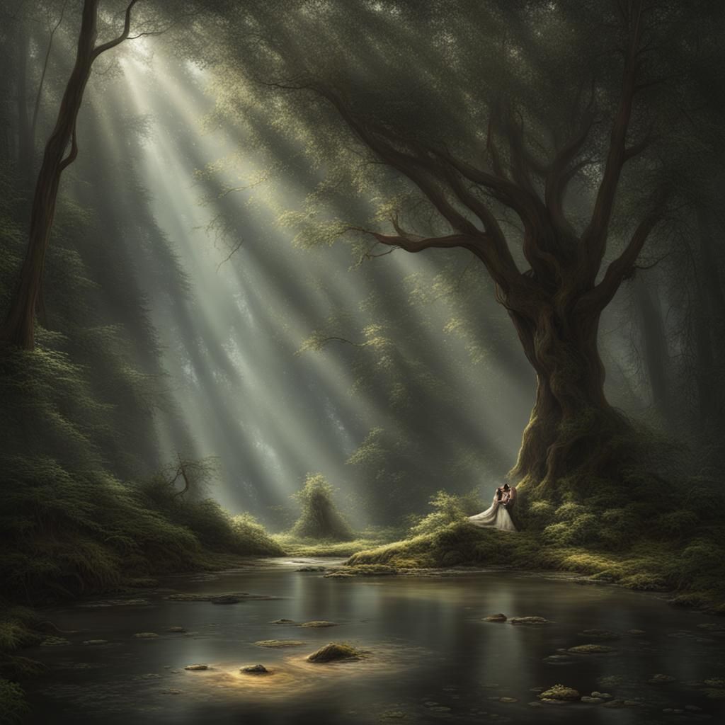 Mystical Realistic Forest Scene