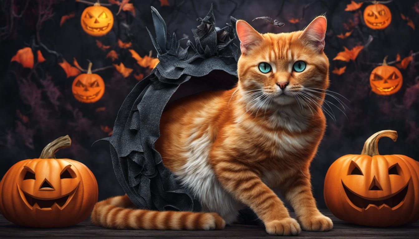 Surreal Halloween Cat in Burtonesque Style