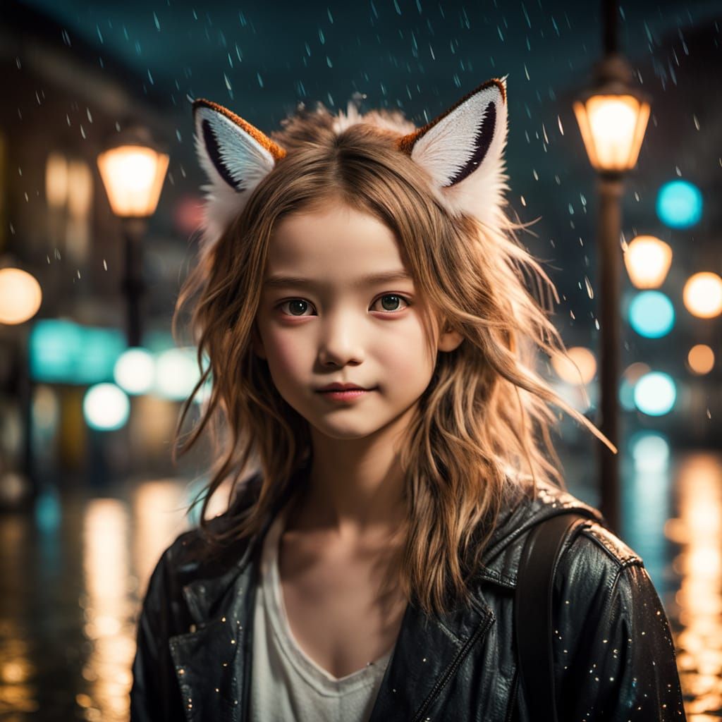 Whimsical Winged Fox on City Lamppost