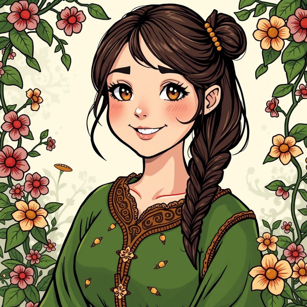 Whimsical Norse Goddess of Ploughing in Retro Comic Style