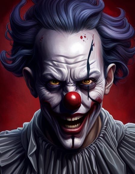 Nightmare Clown Portrait in Dark Art Style