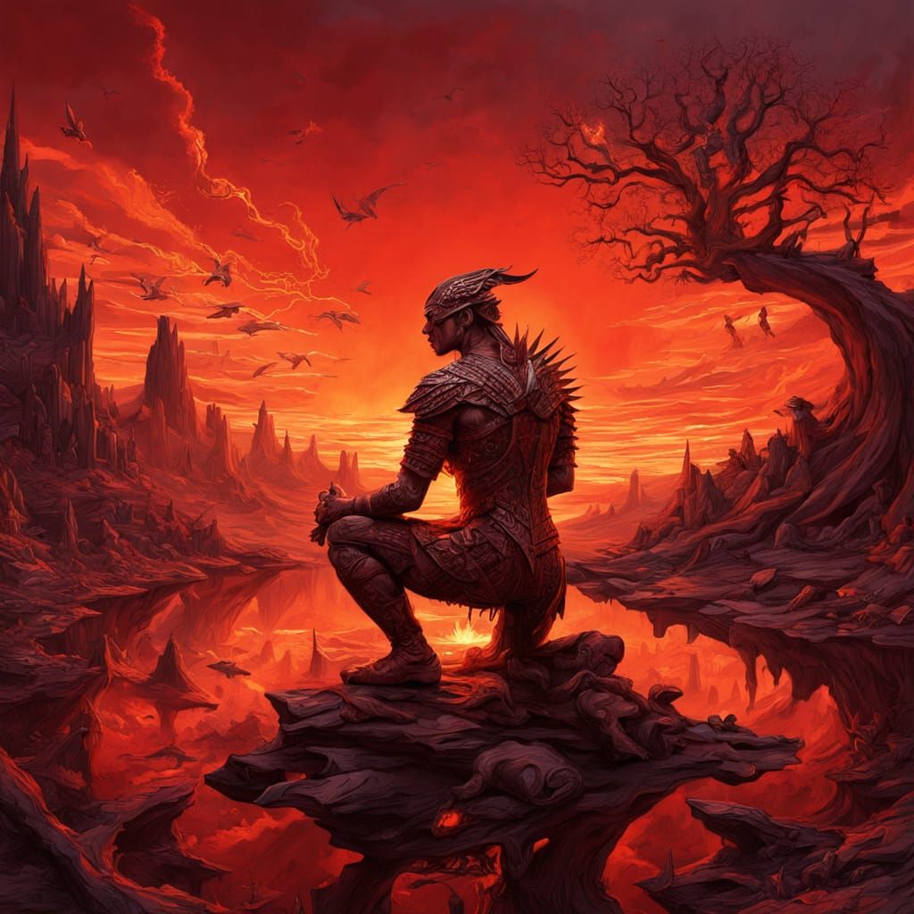 Fiery Sunset Sculpture Reflects Mythical Bio Art