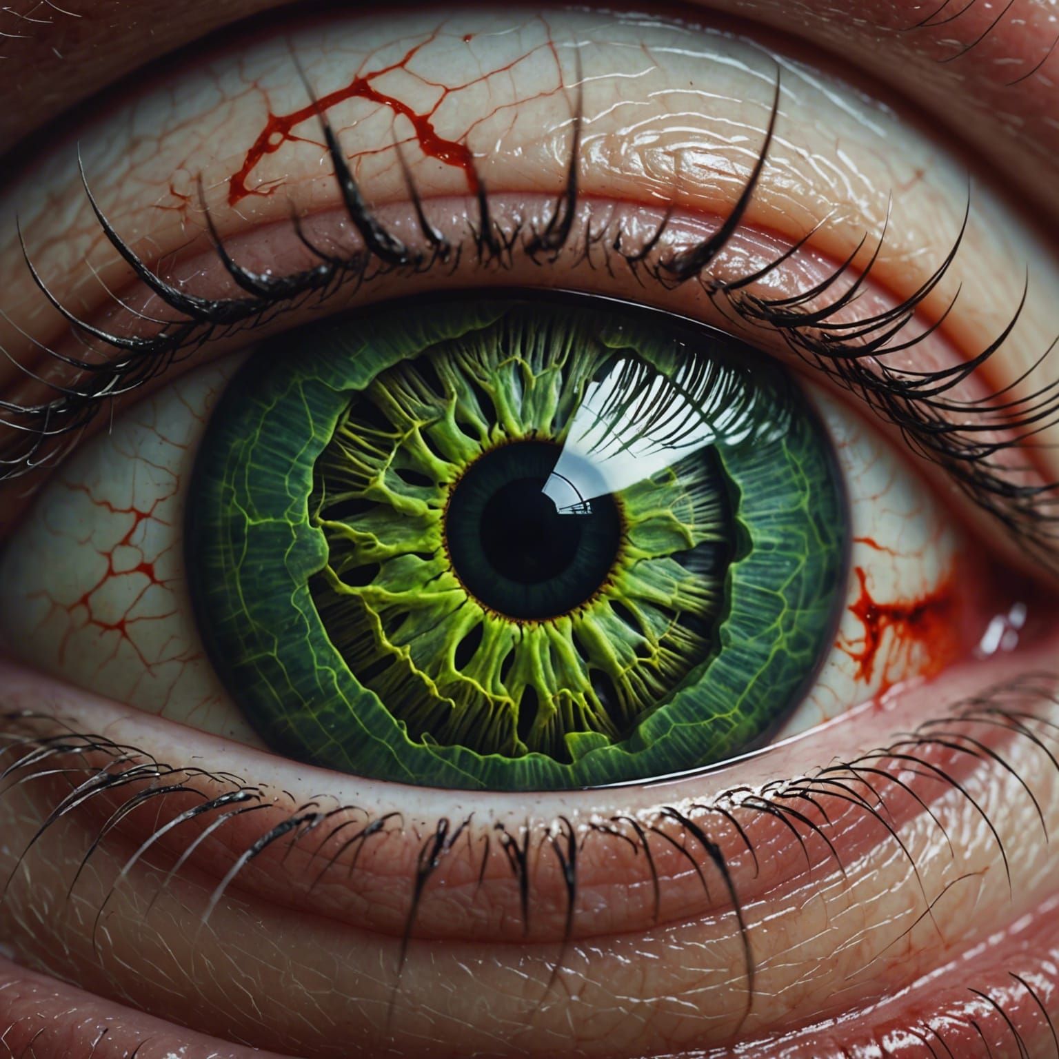 Horrifying Green Demon Trapped Inside Eyeball