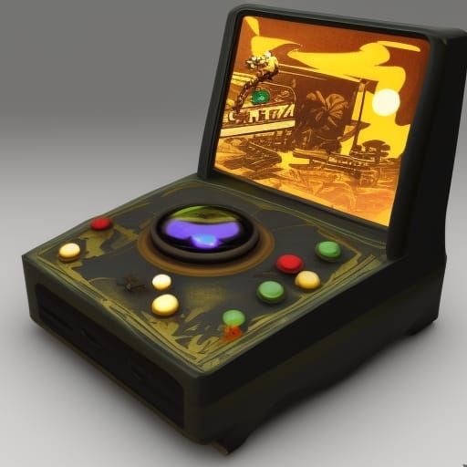 1940s Video Game Console in Splash Art Style