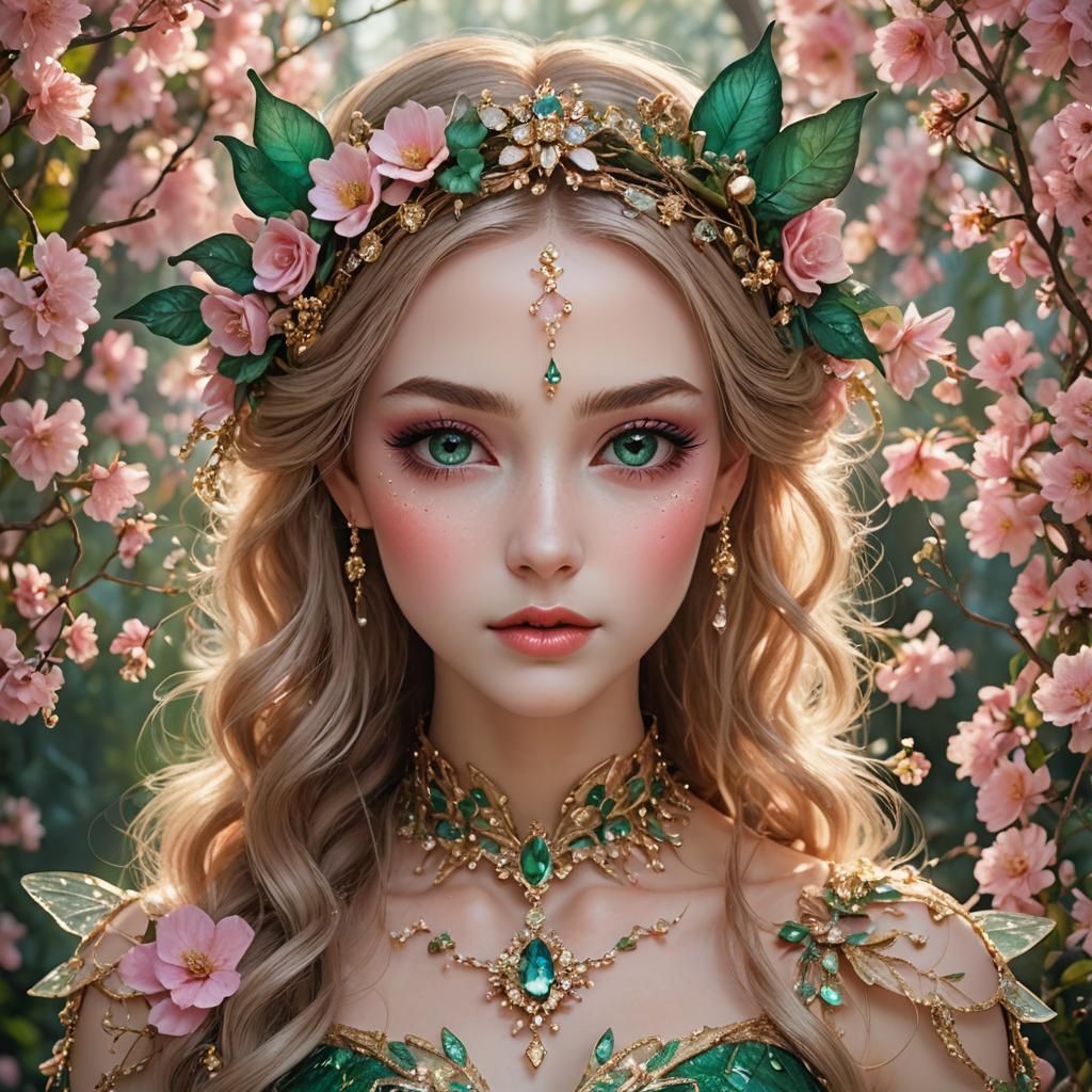 Ethereal Fairy with Flowing Pink Gown