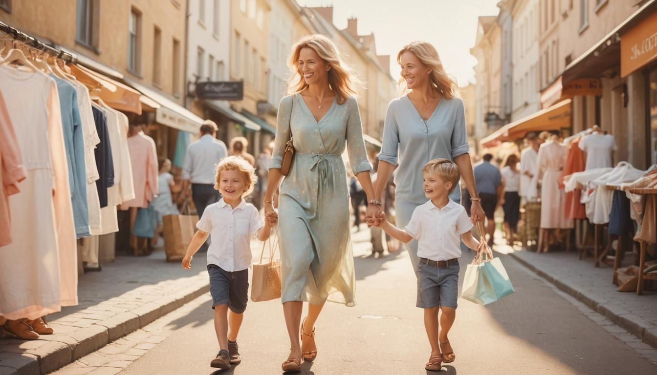 Mother and Son Walking Hand-in-Hand: Warm Cinematic Photo