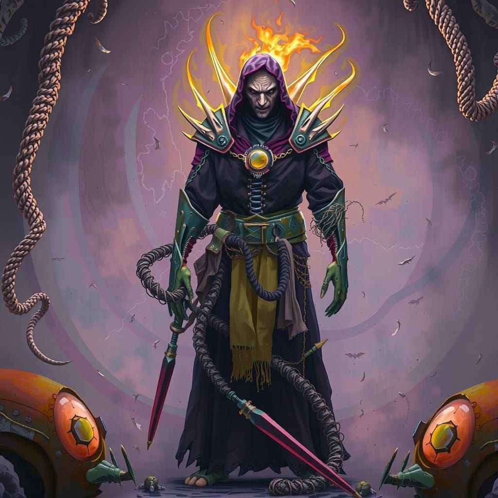 Ominous Armored Figure Embodies Chaos and Insanity