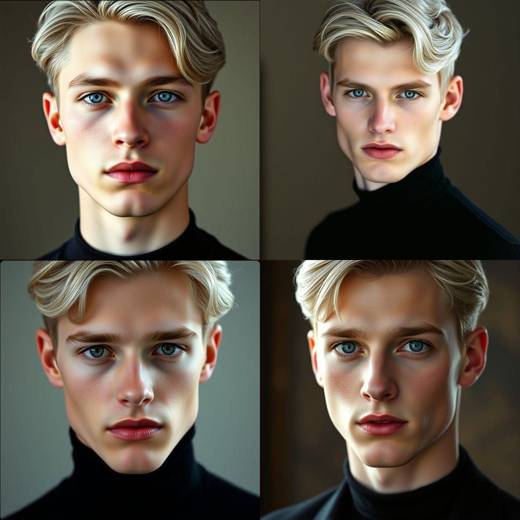 Strikingly Handsome Young Man with Icy Blue Eyes