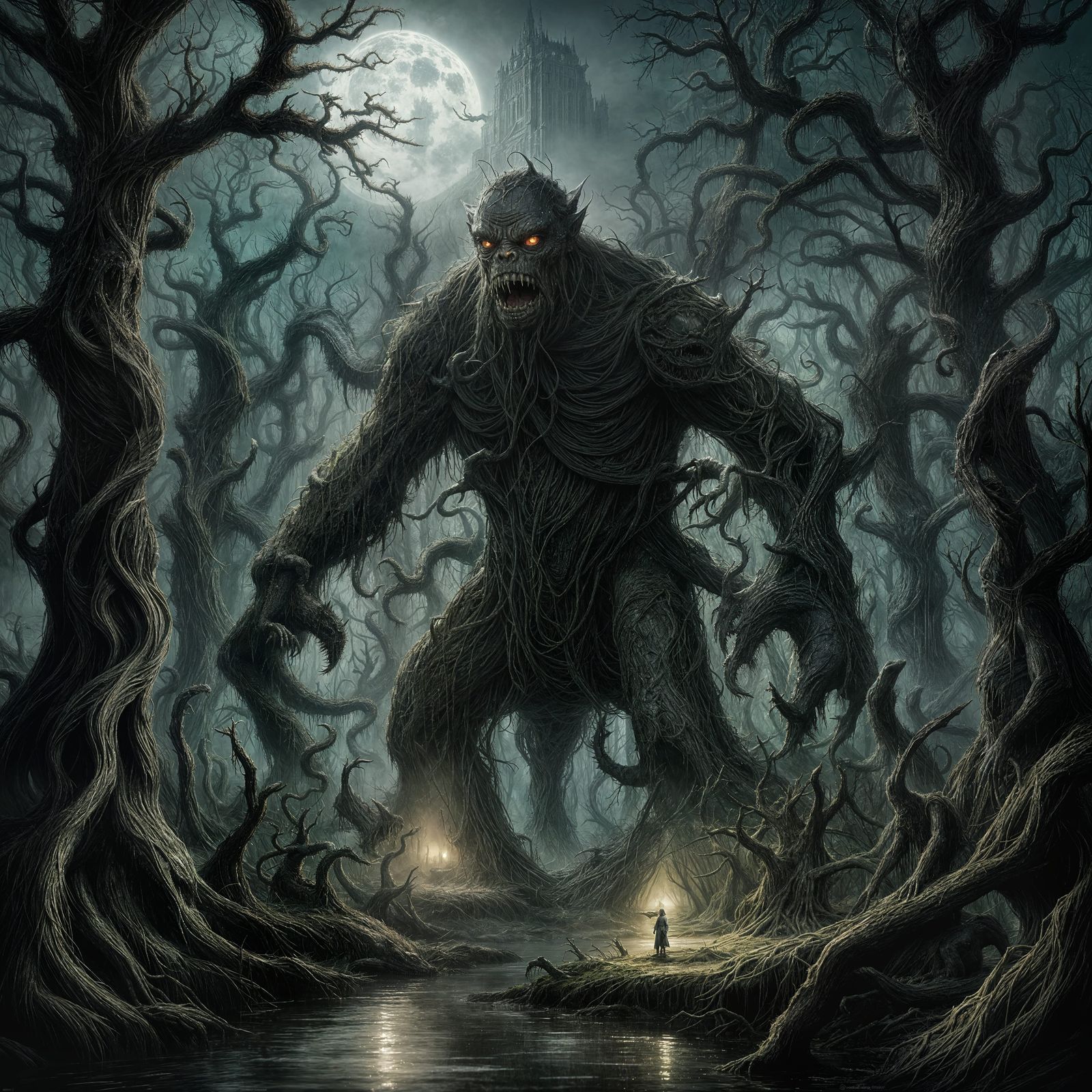 Swamp Monster in Dark Horror Art