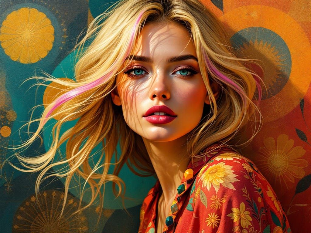 Cosmic Blonde Goddess Radiates Confidence and Warmth