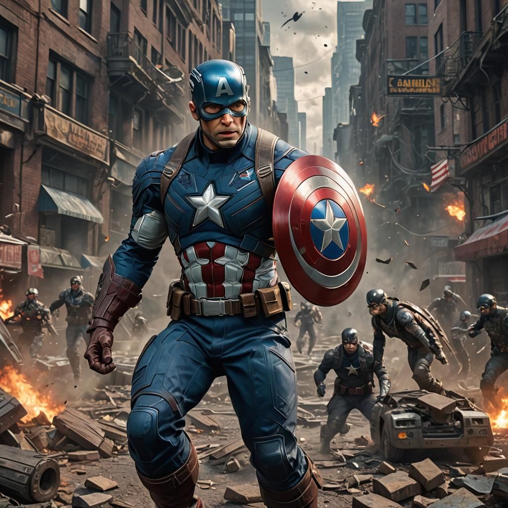 Cosmic Captain America: Detailed Matte Painting