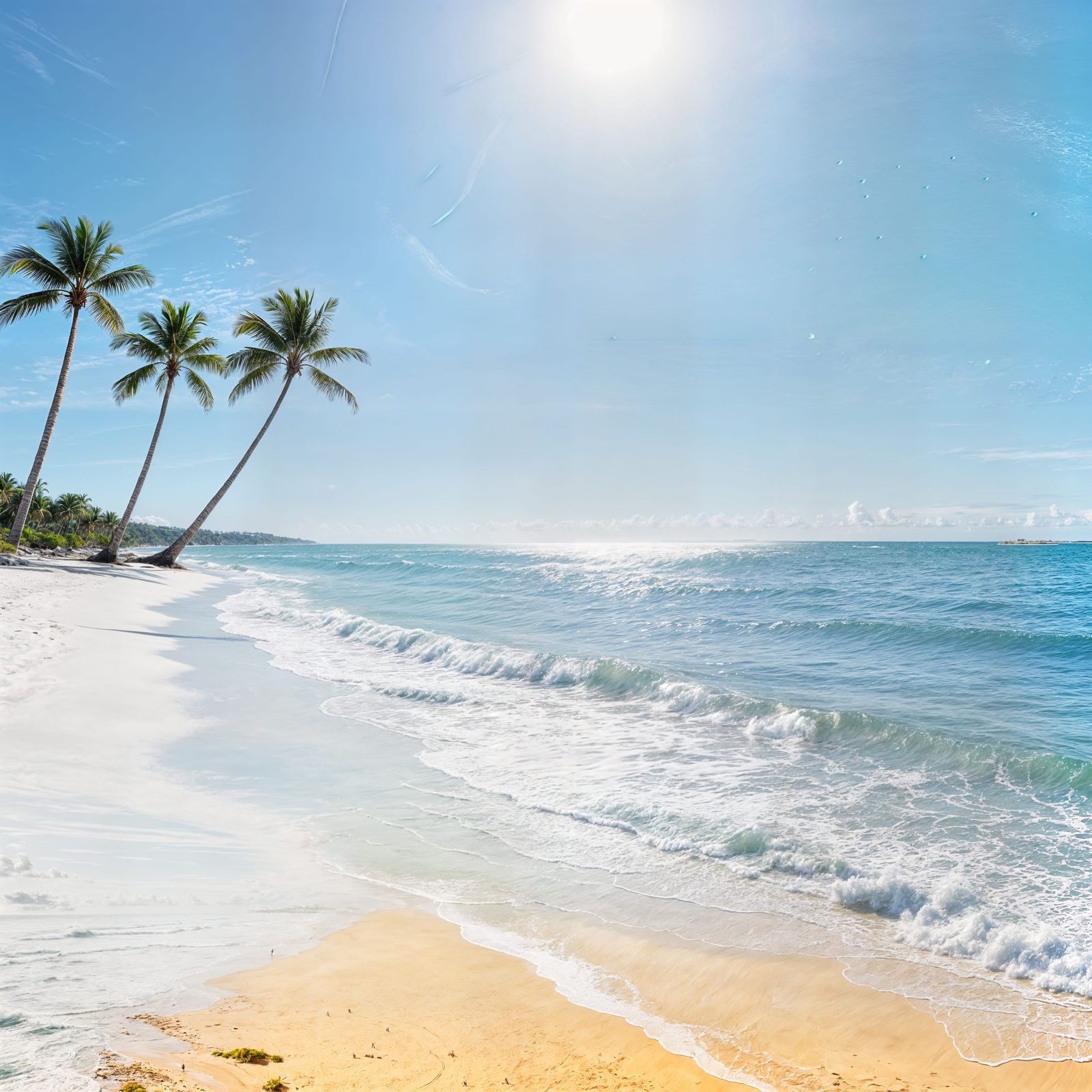 Peaceful Tropical Beach Scene with Palm Trees