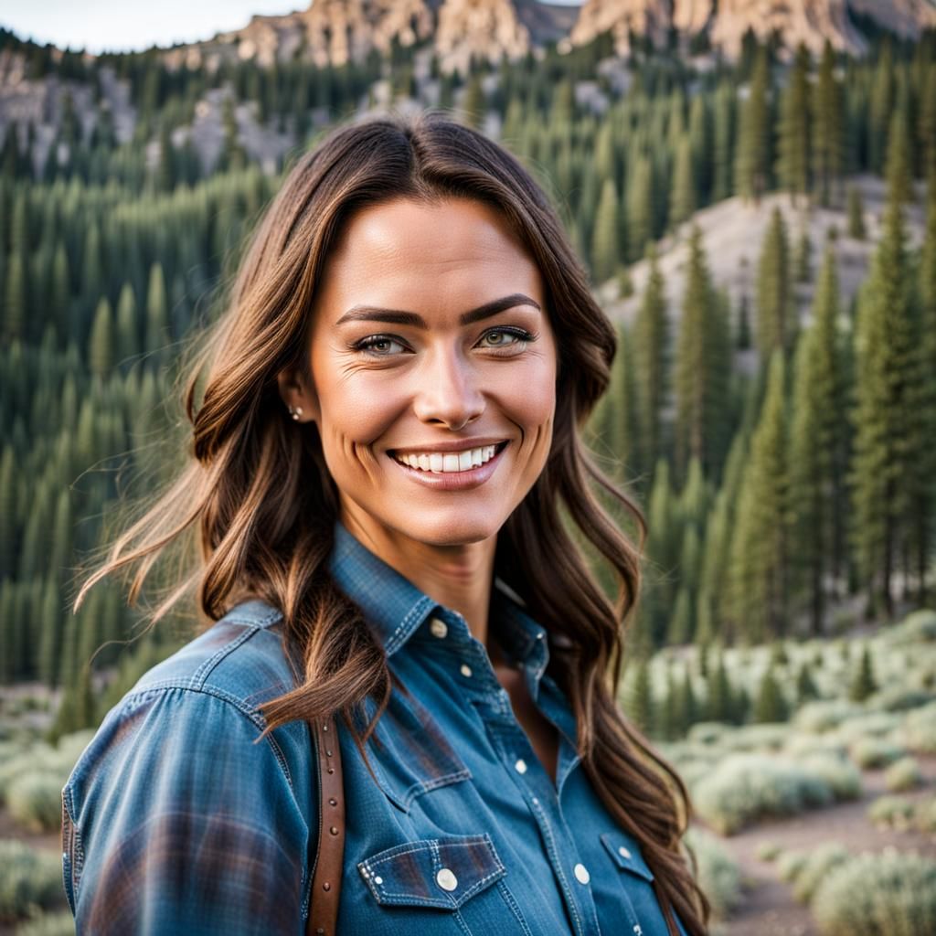 Smiling Young Woman in Western Shirt