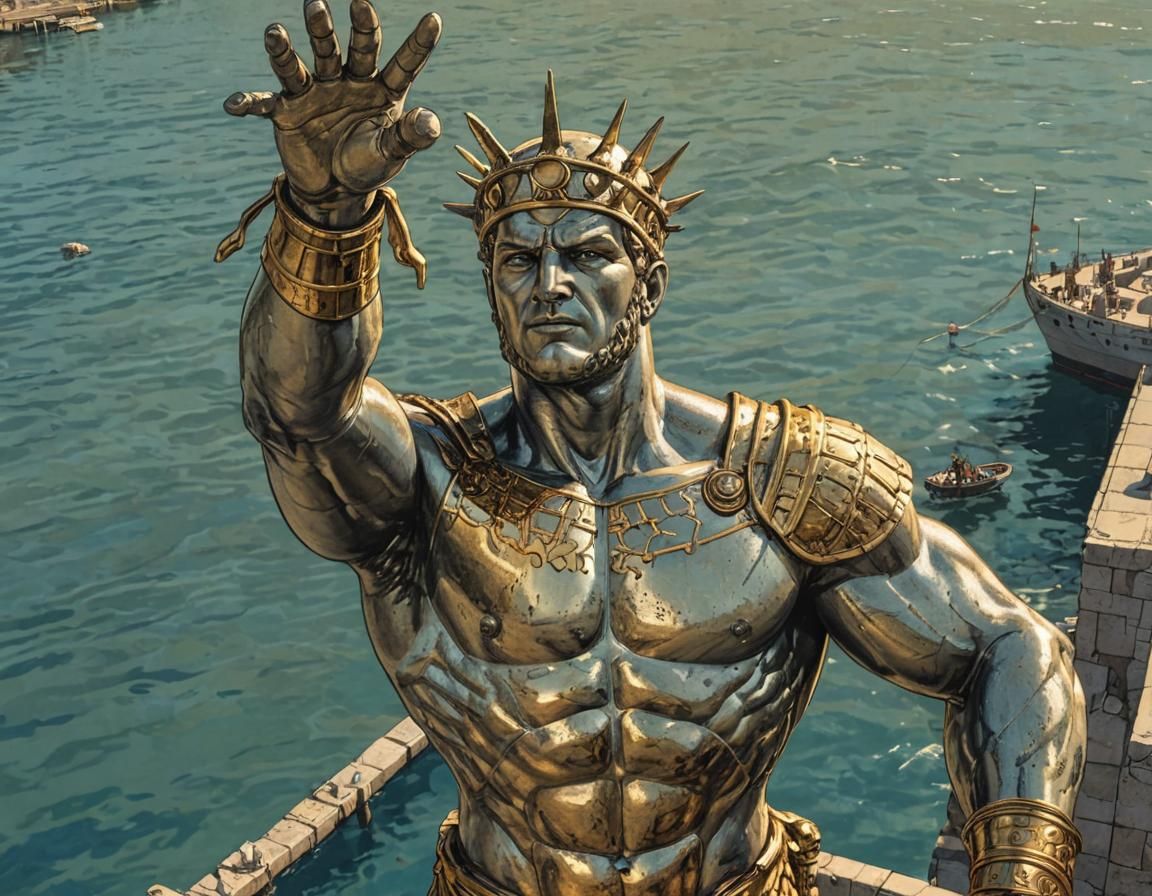 Colossus of Rhodes Comic Book Art Illustration