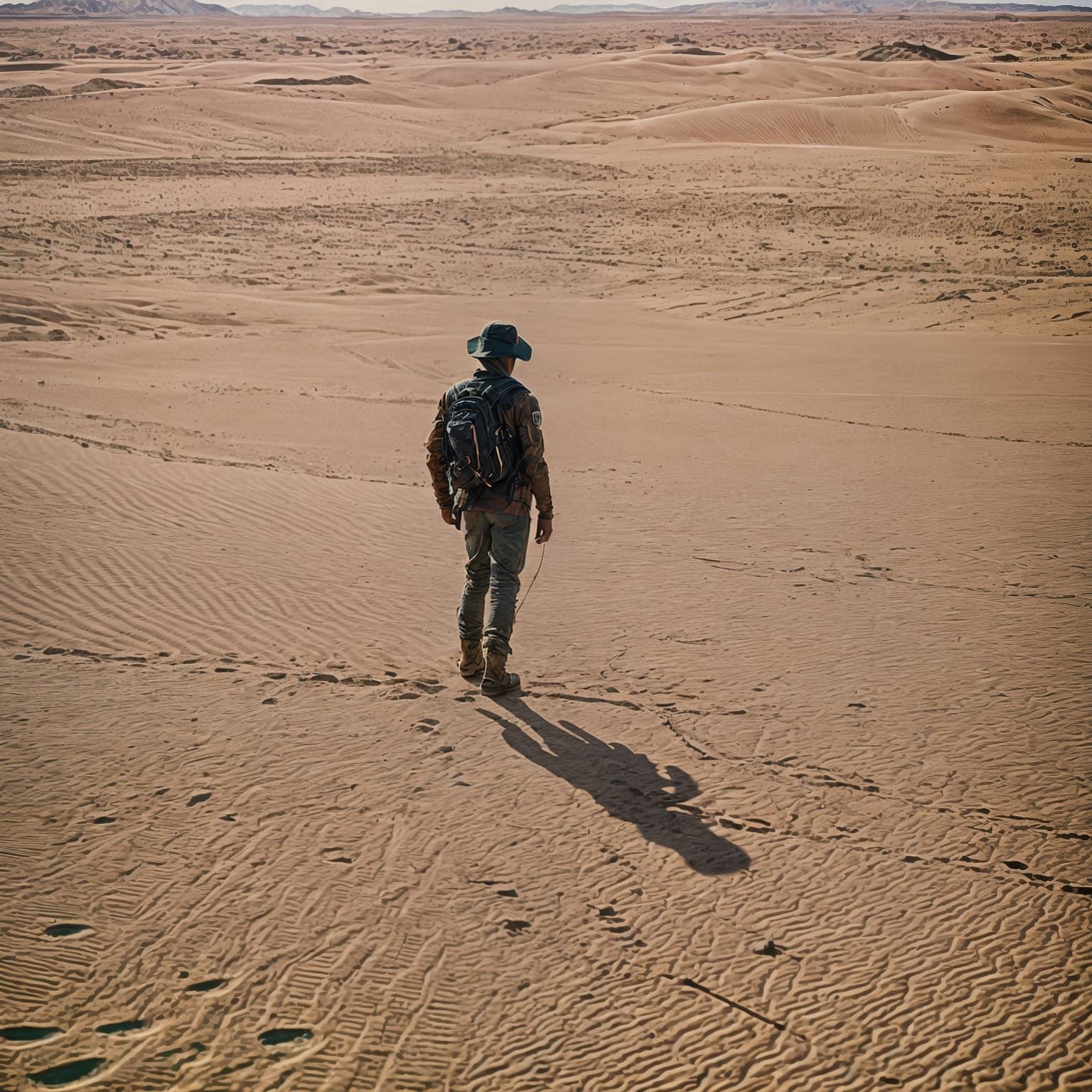 Dramatic Desert Drifter in Cinematic Style