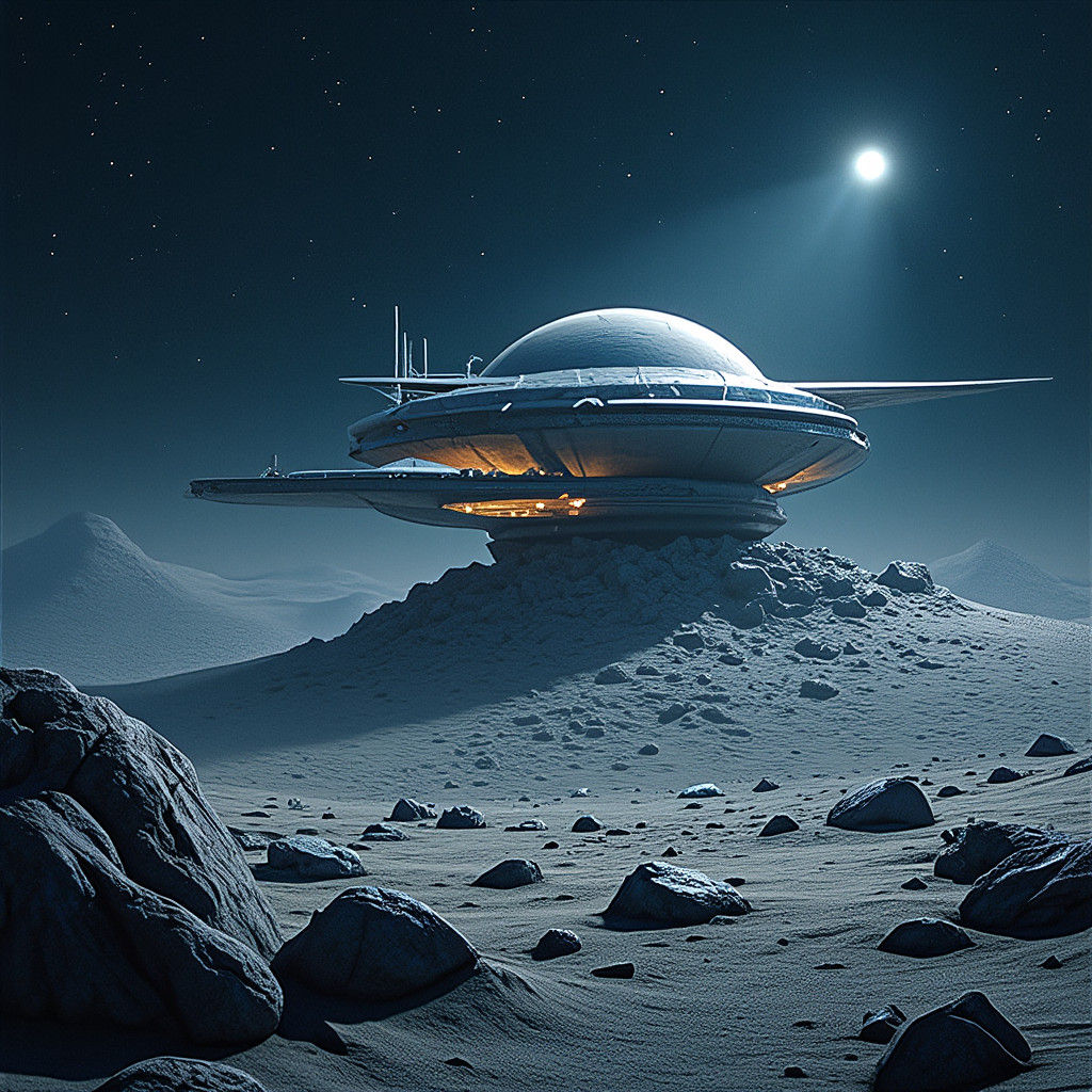 Futuristic Moon Base Inspired by Syd Mead