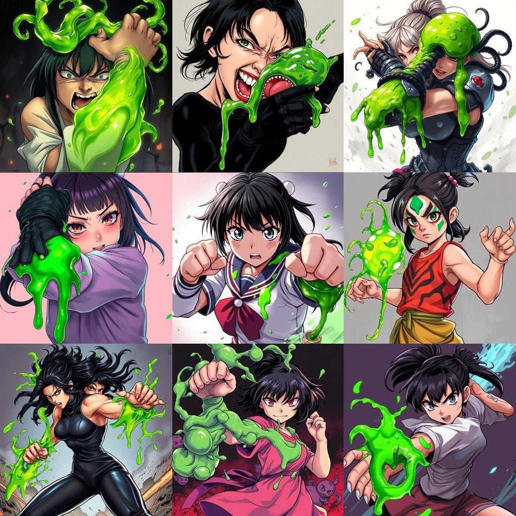 Girl Fights with Gooey Green Venomous Wound