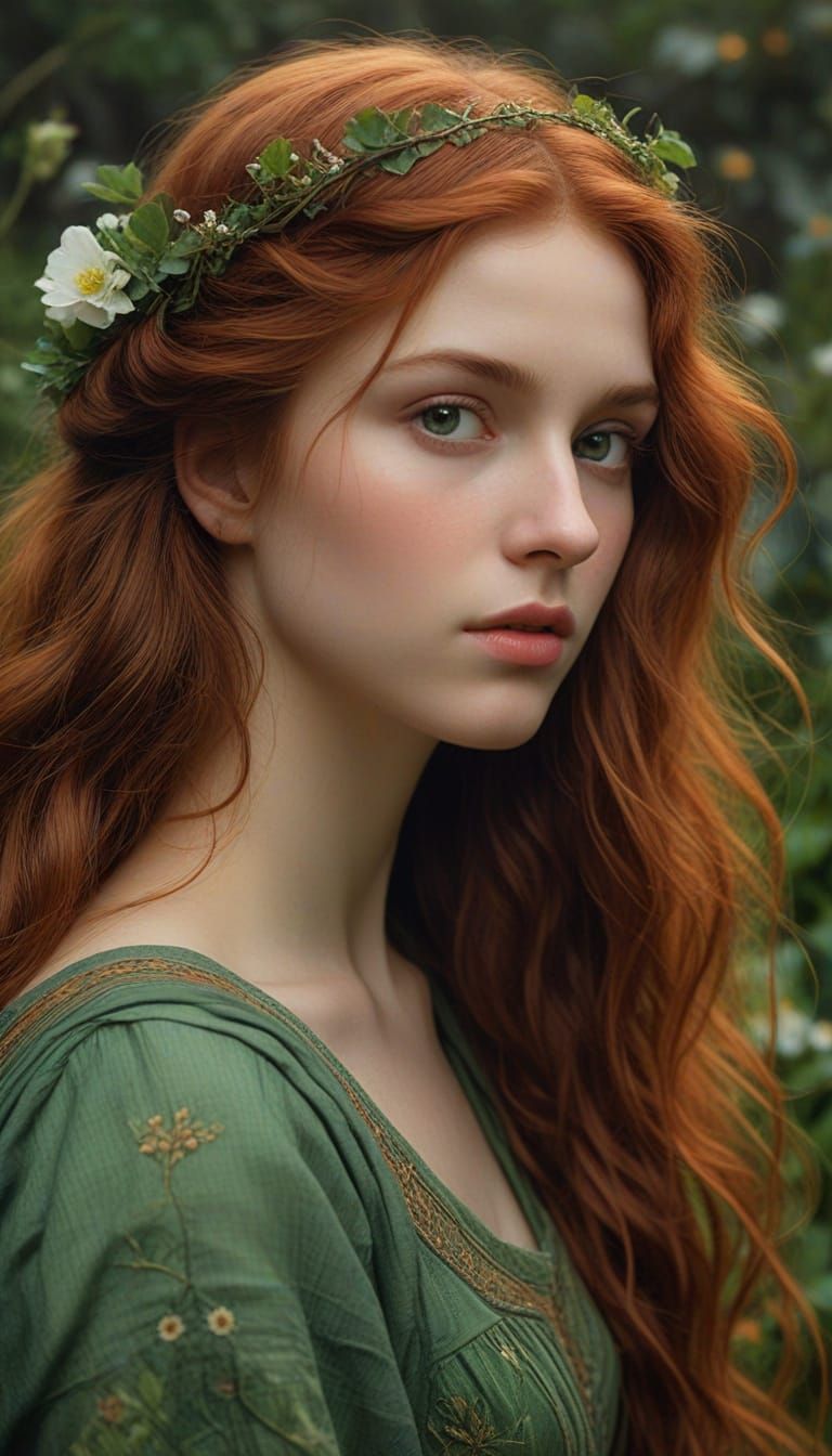 Irish Lady in Moonlit Garden