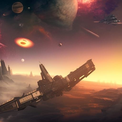 Epic Space War Matte Painting in 8K