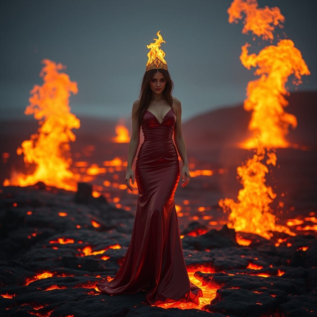 Fire Queen in Iceland on Lava