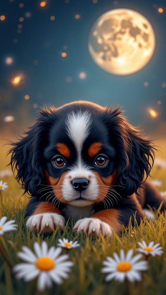 A super cute Cavalier King Charles Spaniel puppy